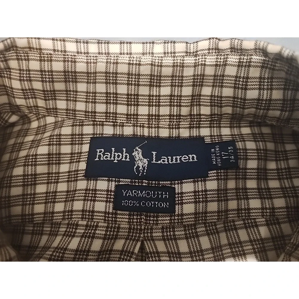 Polo Ralph Lauren Mens 17 - 34/35 Yarmouth Shirt 100% Cotton‎ Button Down